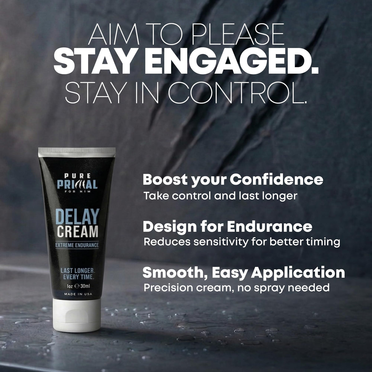 Pure Primal open tube detail showing nozzle and cream ready for precise dosing