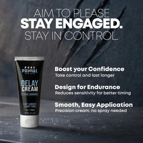 Pure Primal open tube detail showing nozzle and cream ready for precise dosing