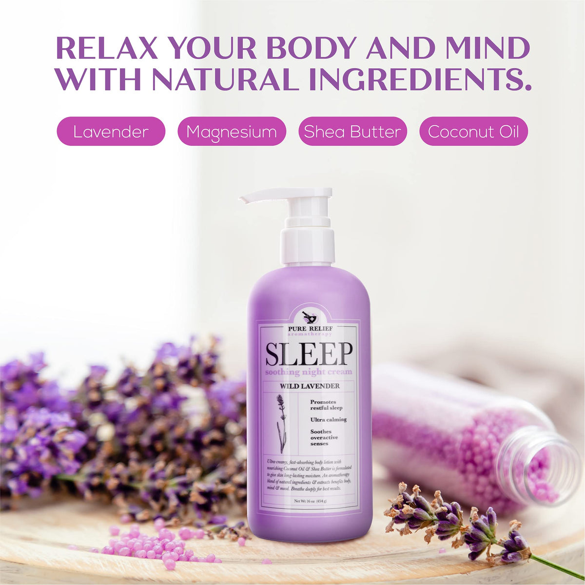 Pure Relief creamy lotion texture spread on skin to show moisturizing finish