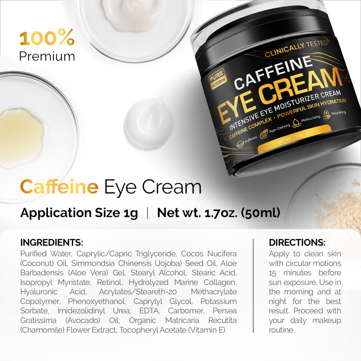 PURE RESEARCH creamy texture close-up illustrating smooth, fast-absorbing formula benefit hydration