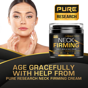 PURE RESEARCH lifestyle image of woman touching décolleté showing confidence benefit: refined appearance