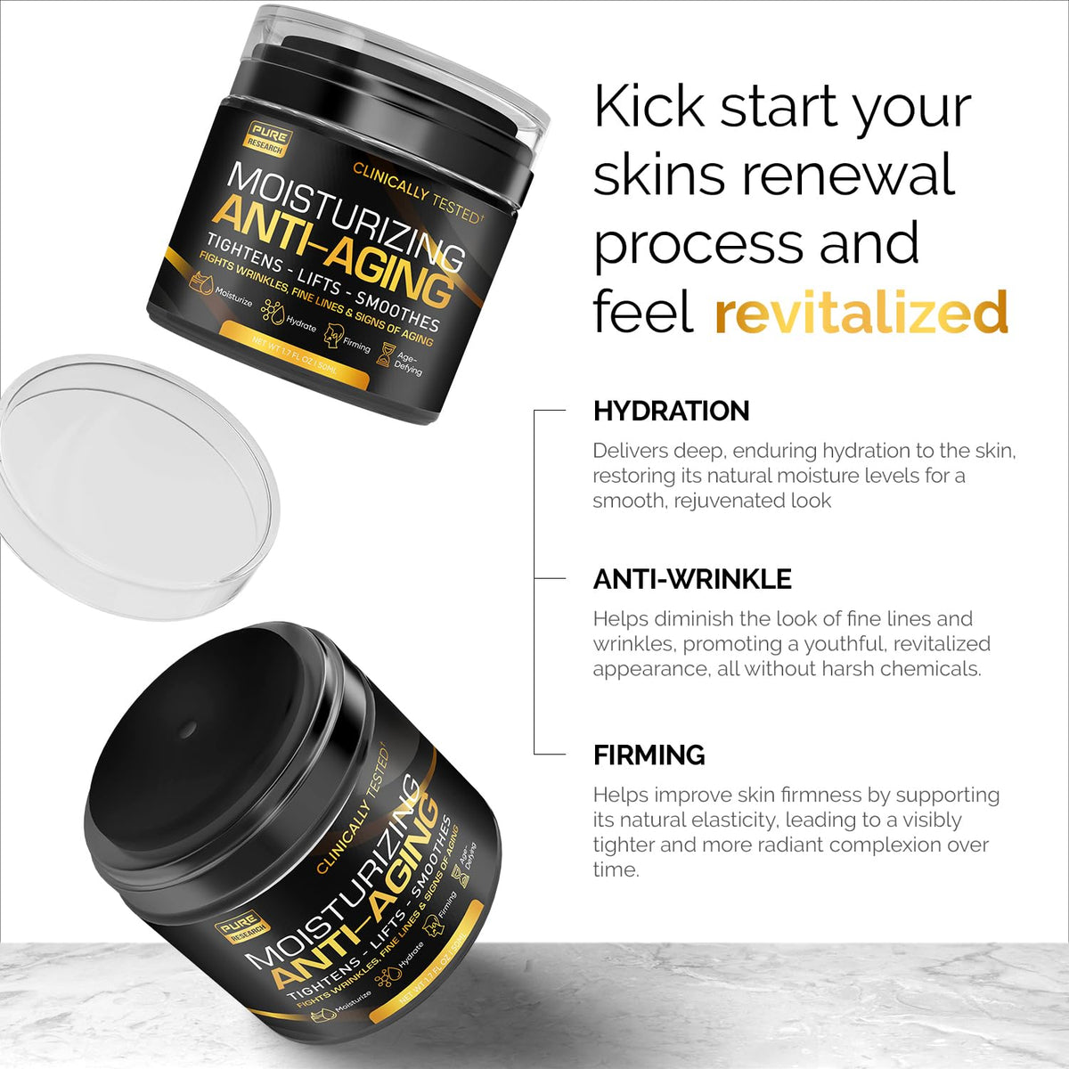 PURE RESEARCH 1.7 oz next to everyday items showing compact travel-friendly benefit