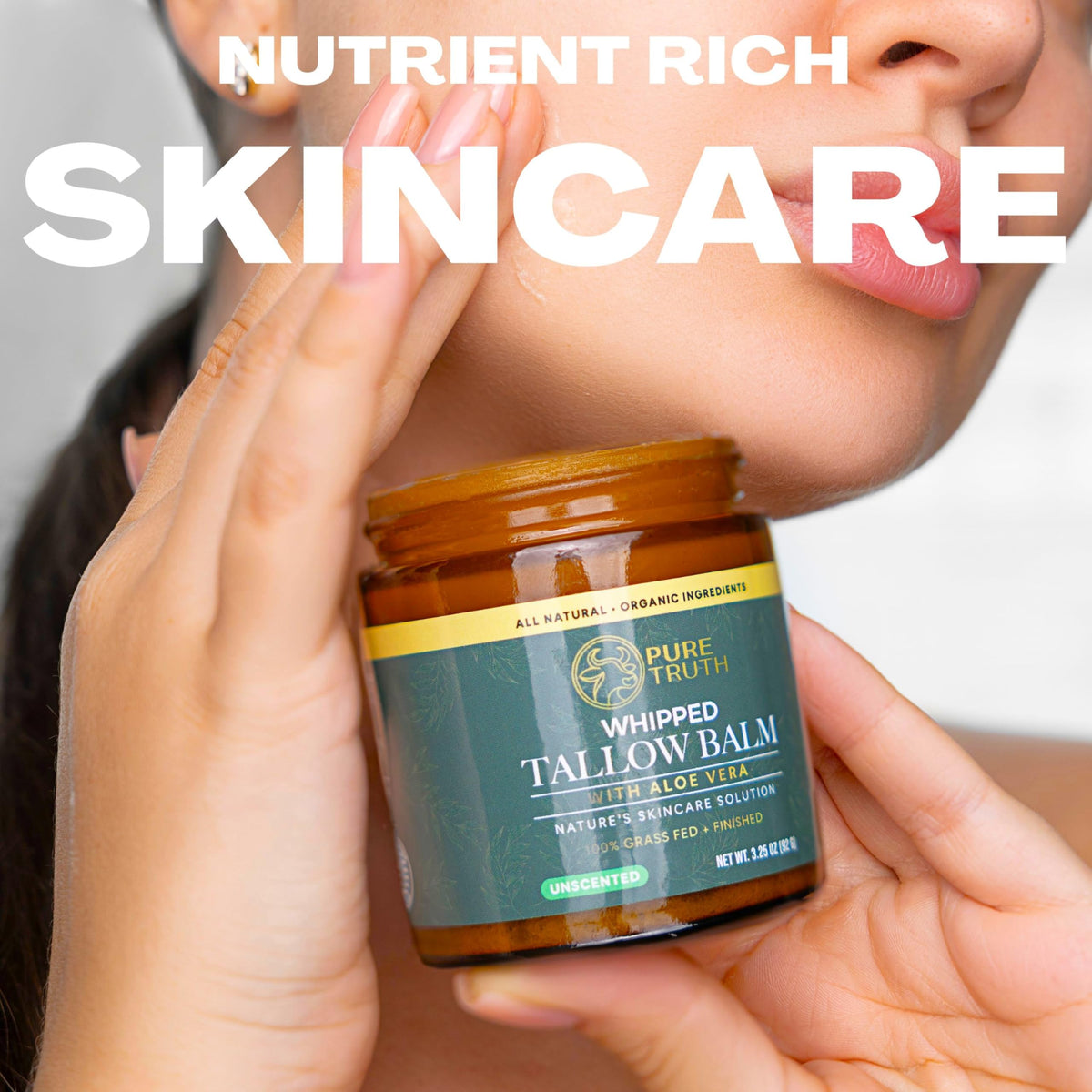 Pure Truth jar on bathroom shelf in neutral setting showing clean formulation benefit