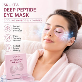 Pure Verge model wearing Skulta mask to reduce puffiness and brighten eyes