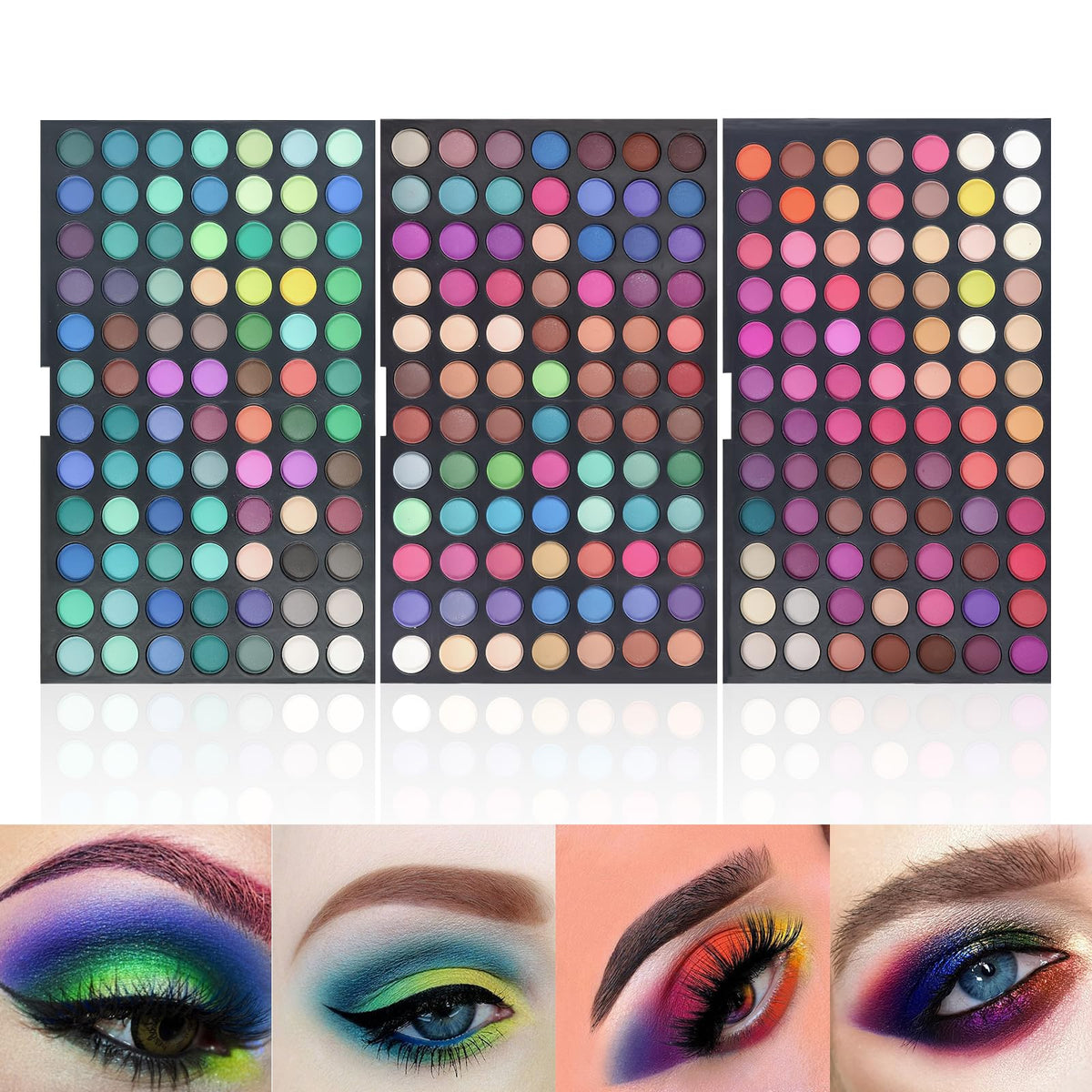 Pure Vie overhead view of eyeshadow pans with variety and color-matching benefits
