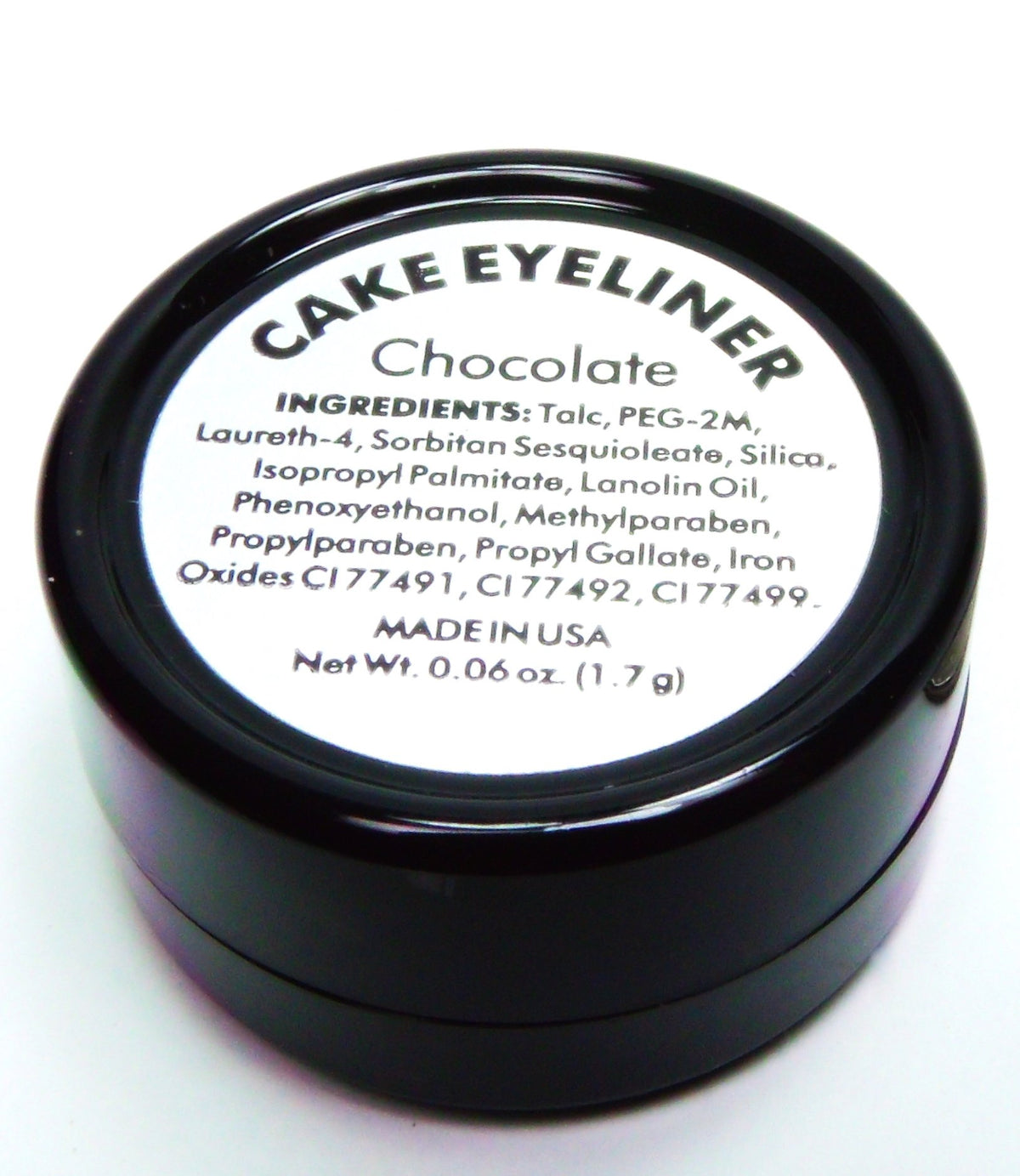 Pure Ziva wet stroke swatch of cake eyeliner, rich creamy payoff