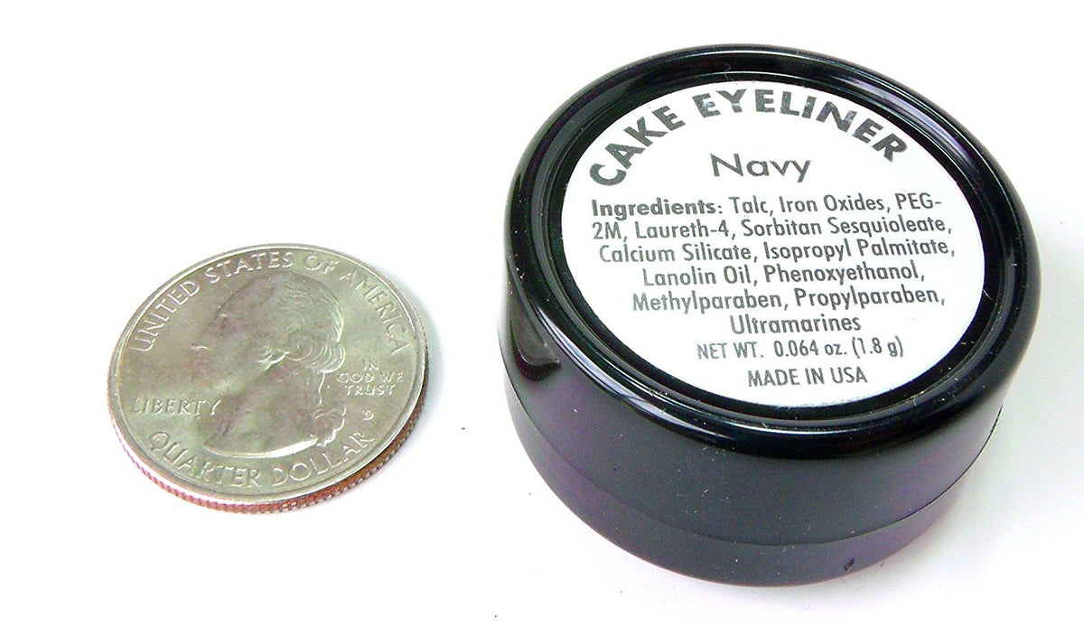 Pure Ziva brush mixing water into cake powder to create creamy navy liner for precise application