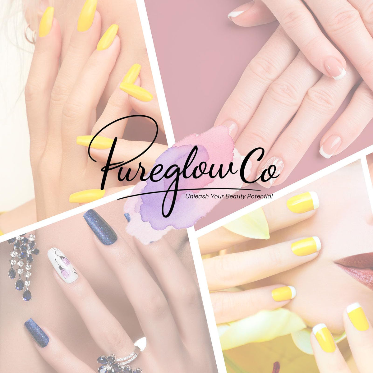 PureGlow Co hand model comparing nail size to show accurate fit