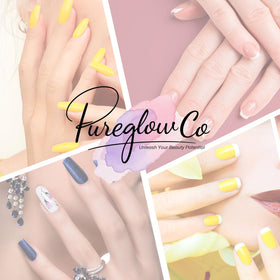 PureGlow Co hand model comparing nail size to show accurate fit