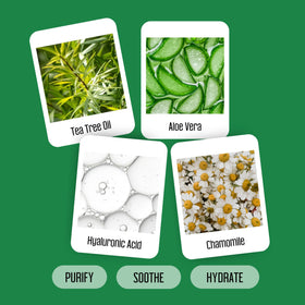 PURELID ingredients label showing tea tree chamomile blend
