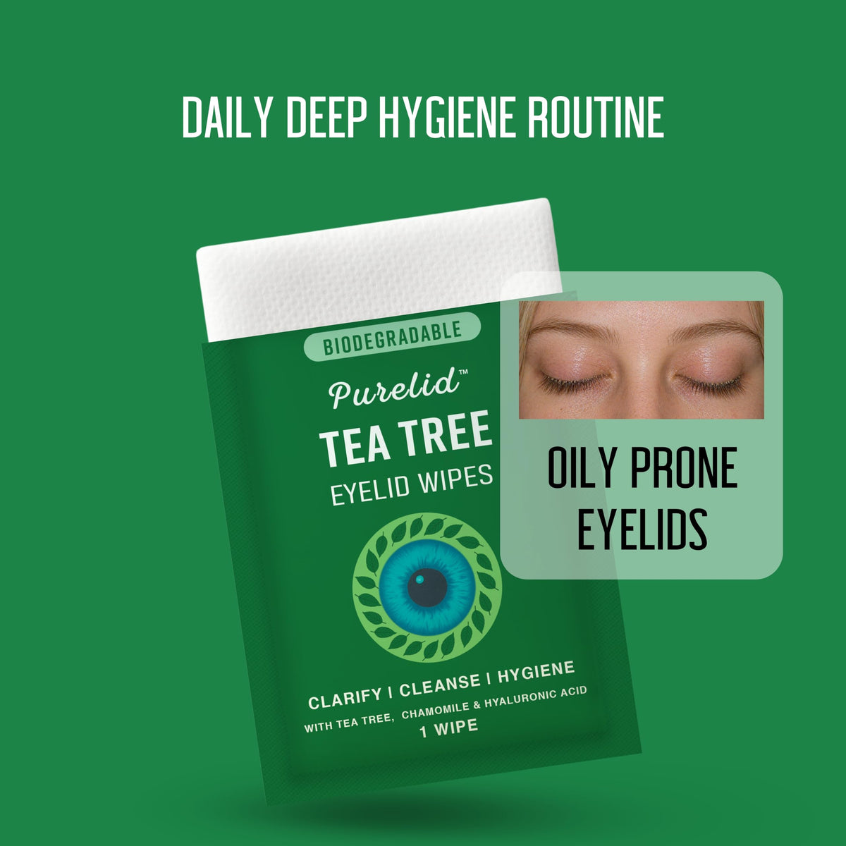 PURELID used in morning routine for quick eyelid refresh
