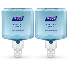 Purell refill in commercial restroom setting showing professional use