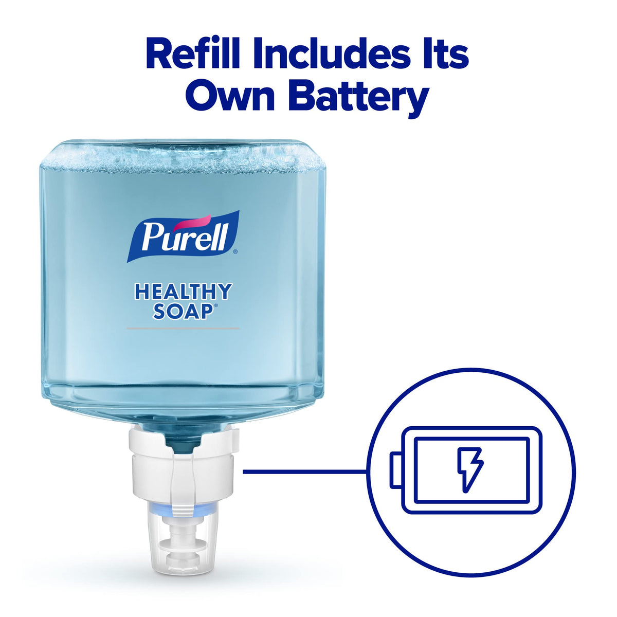 Purell foam dispensed into hand demonstrating gentle foam texture