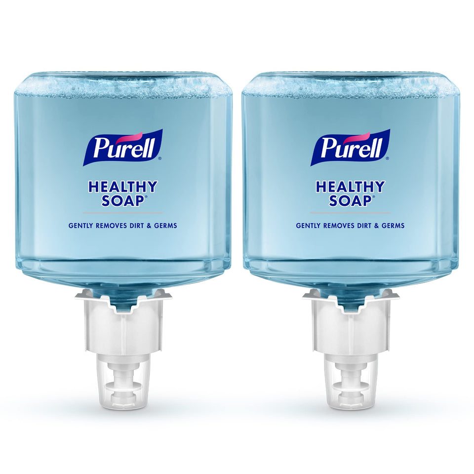 PURELL front packaging showing two 1200 mL refills and branding benefits