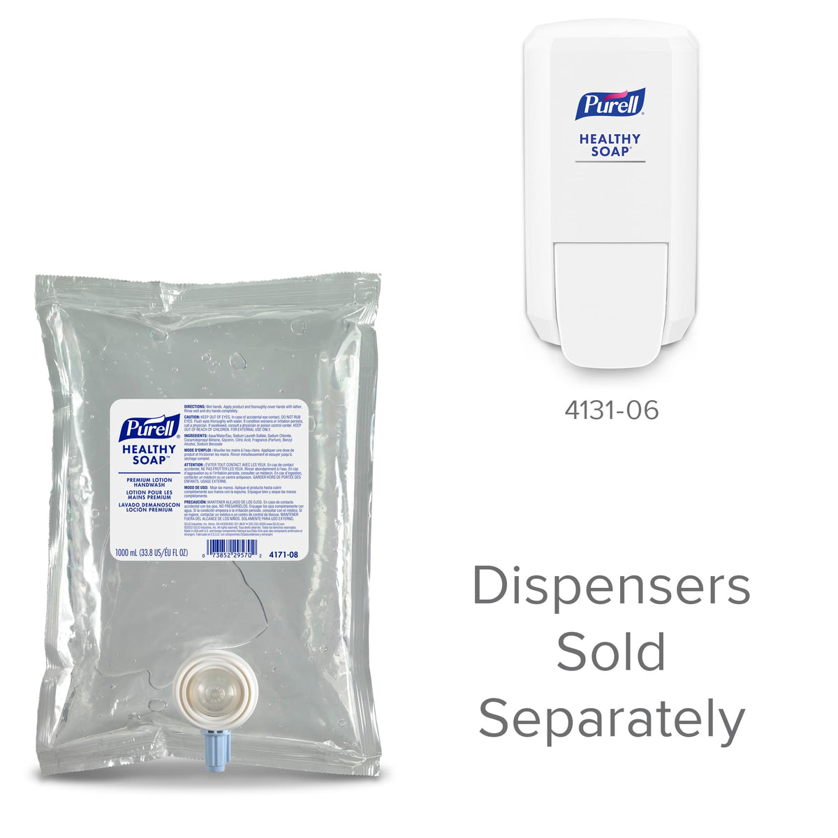 PURELL cartridge next to hand for scale highlighting large-capacity advantage