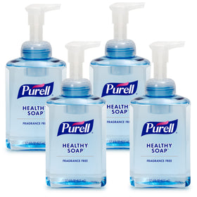 PURELL tabletop pump front showing product and brand benefits