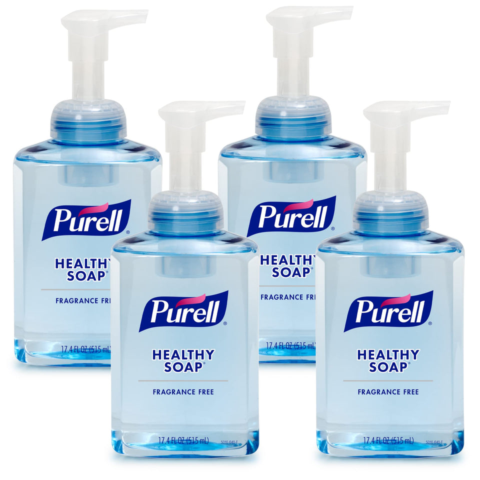PURELL tabletop pump front showing product and brand benefits