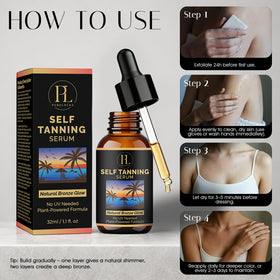 PURELOCKS application on arm demonstrating streak-free, buildable bronzing