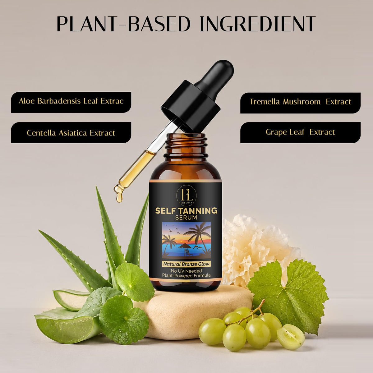PURELOCKS ingredients label highlighting hyaluronic acid and soothing botanicals