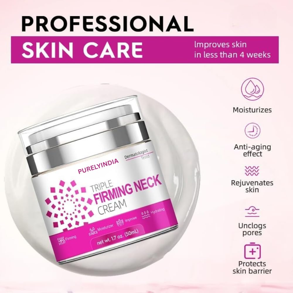 Purelyindia product applied to neck demonstrating lifting effect