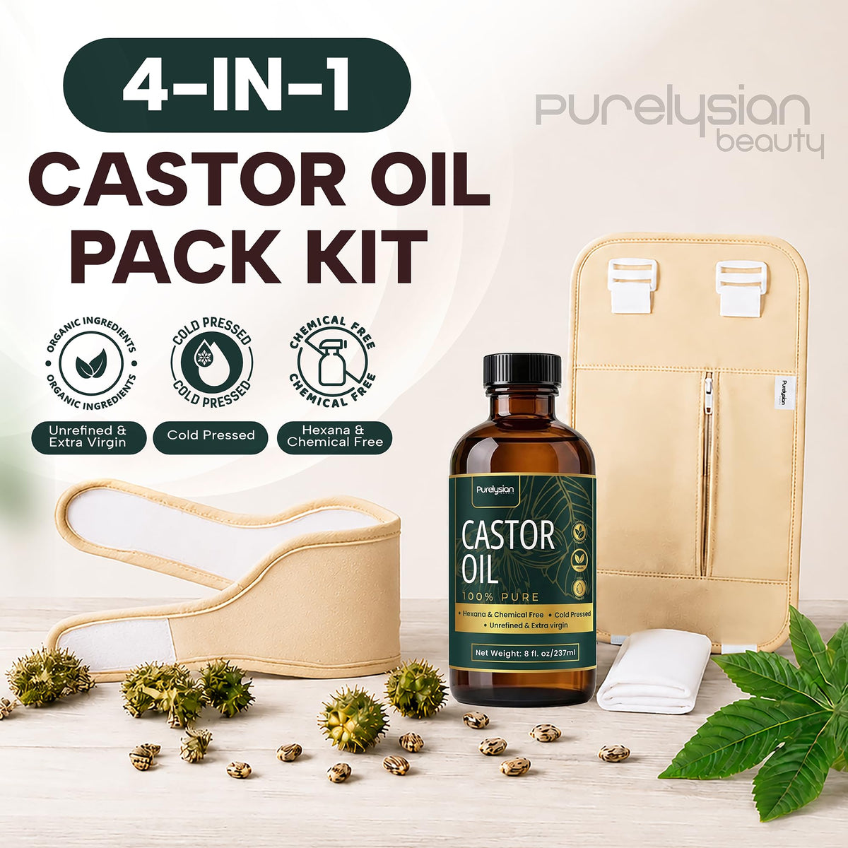 Purelysian Beauty amber glass bottle closeup highlighting cold‑pressed purity and preservation
