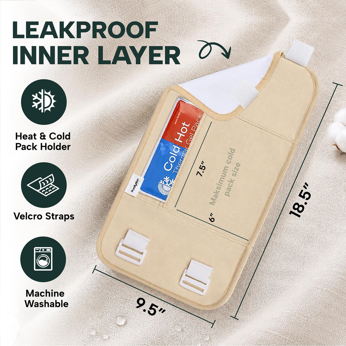 Purelysian Beauty wrap Velcro detail demonstrating adjustable fit and hands‑free convenience