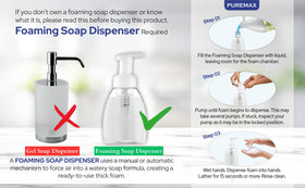 Puremax on a bathroom counter lifestyle shot showing a tidy, pleasant handwashing station