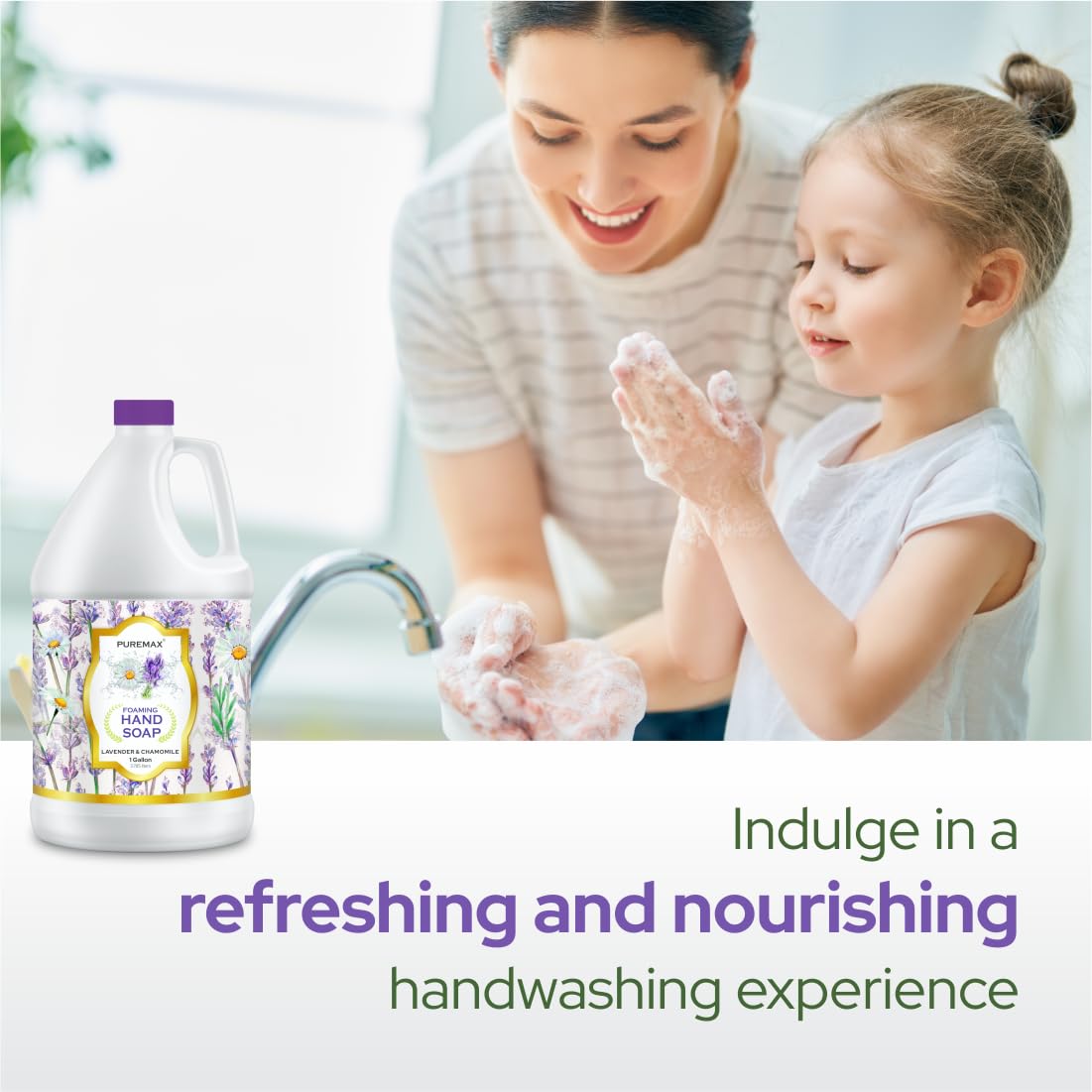 Puremax foam dispensed into hand showing gentle moisturizing benefit