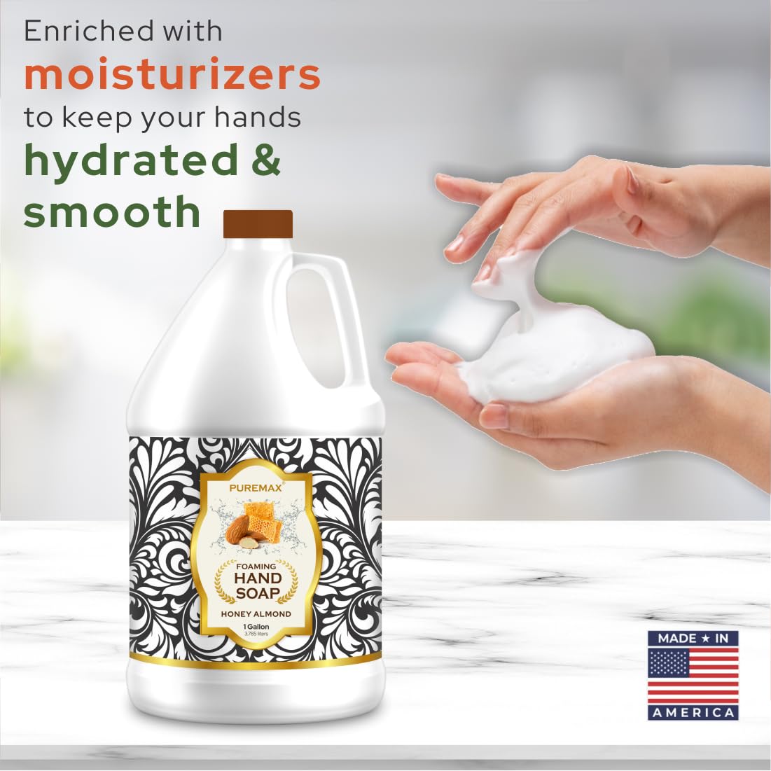Puremax creamy foam texture close-up demonstrating rich lather and moisturizing feel