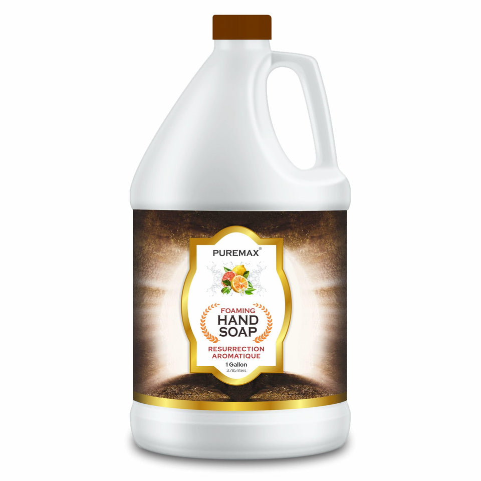 Puremax gallon front view showing label and economical refill benefit
