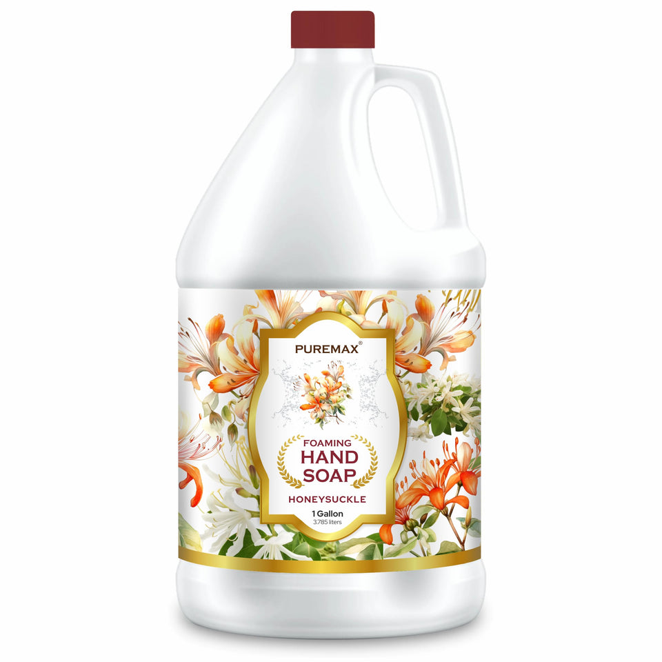 Puremax honeysuckle gallon front view showing product jug and brand benefits