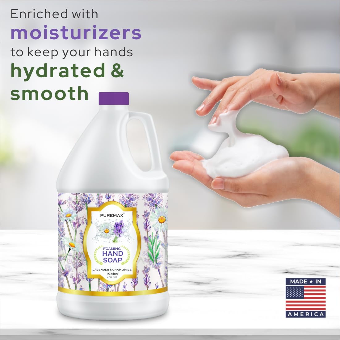 Puremax pouring refill into foaming dispenser to show easy refill benefit