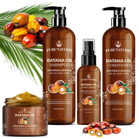 PureNaturis front packaging kit showcasing the four-step Batana oil system for full regimen