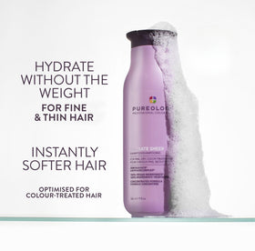 Pureology dispenser pump closeup demonstrating easy salon-style use