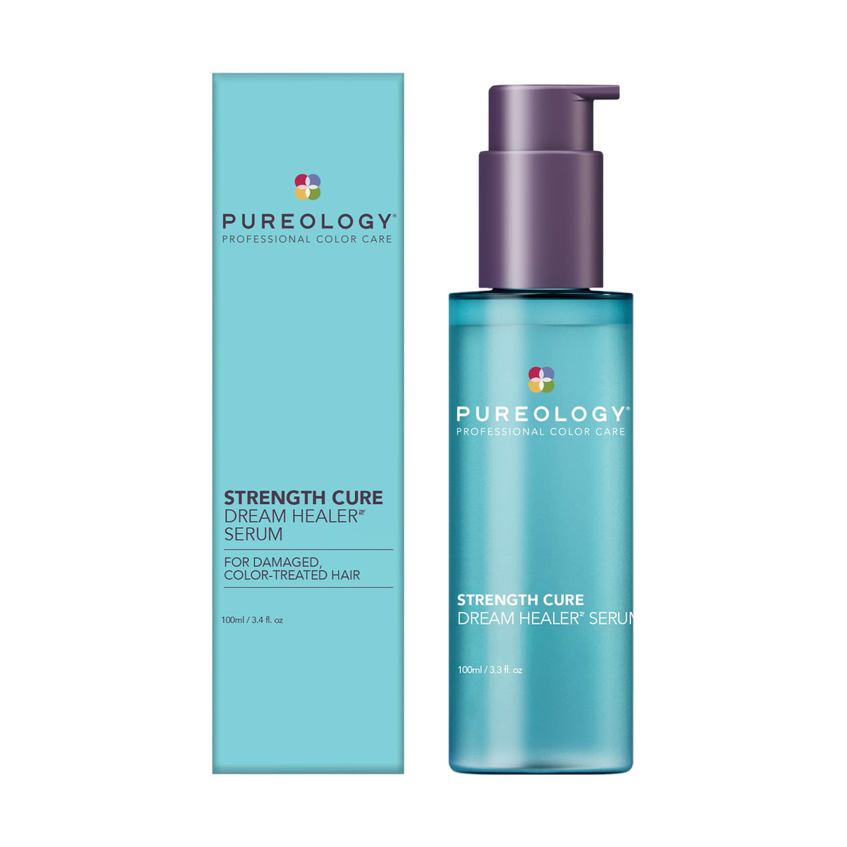 Pureology front packaging showing compact bottle and label benefits