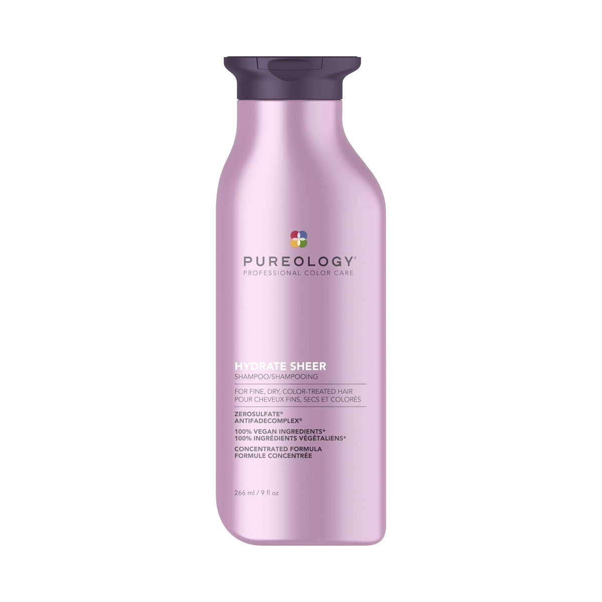 Pureology front bottle shows label and lightweight hydrating promise