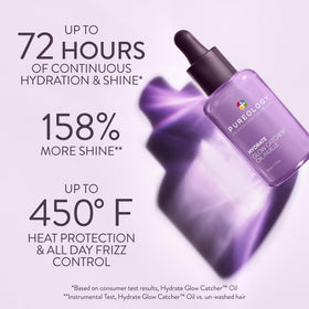 Pureology pump dispensing oil illustrating easy application and controlled dosing