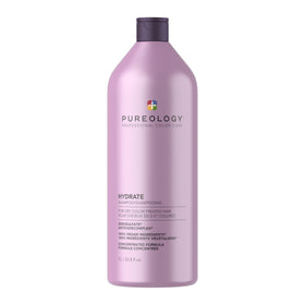 Pureology Hydrate shampoo front packaging shows size and brand benefit
