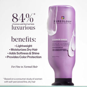Pureology pump close-up demonstrating easy dispensing and controlled use for fine hair