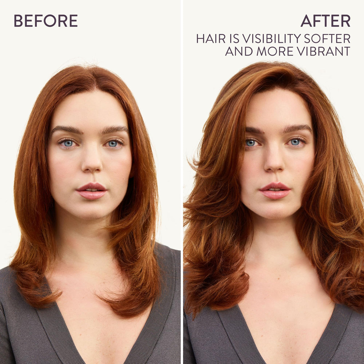 Pureology in-shower use showing gentle cleansing and soft results