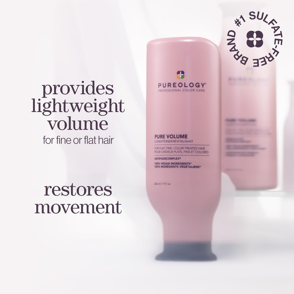 Pureology label close-up highlighting Antifade Complex® and color protection benefits