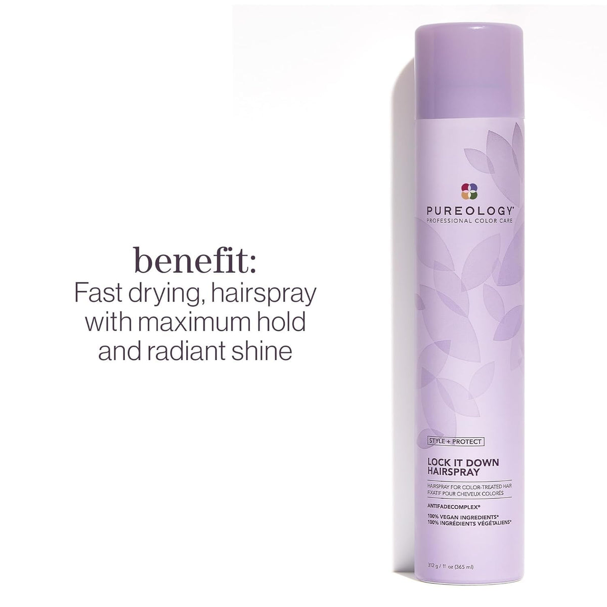 Pureology Lock It Down hairspray finishing a hairstyle with long-lasting hold