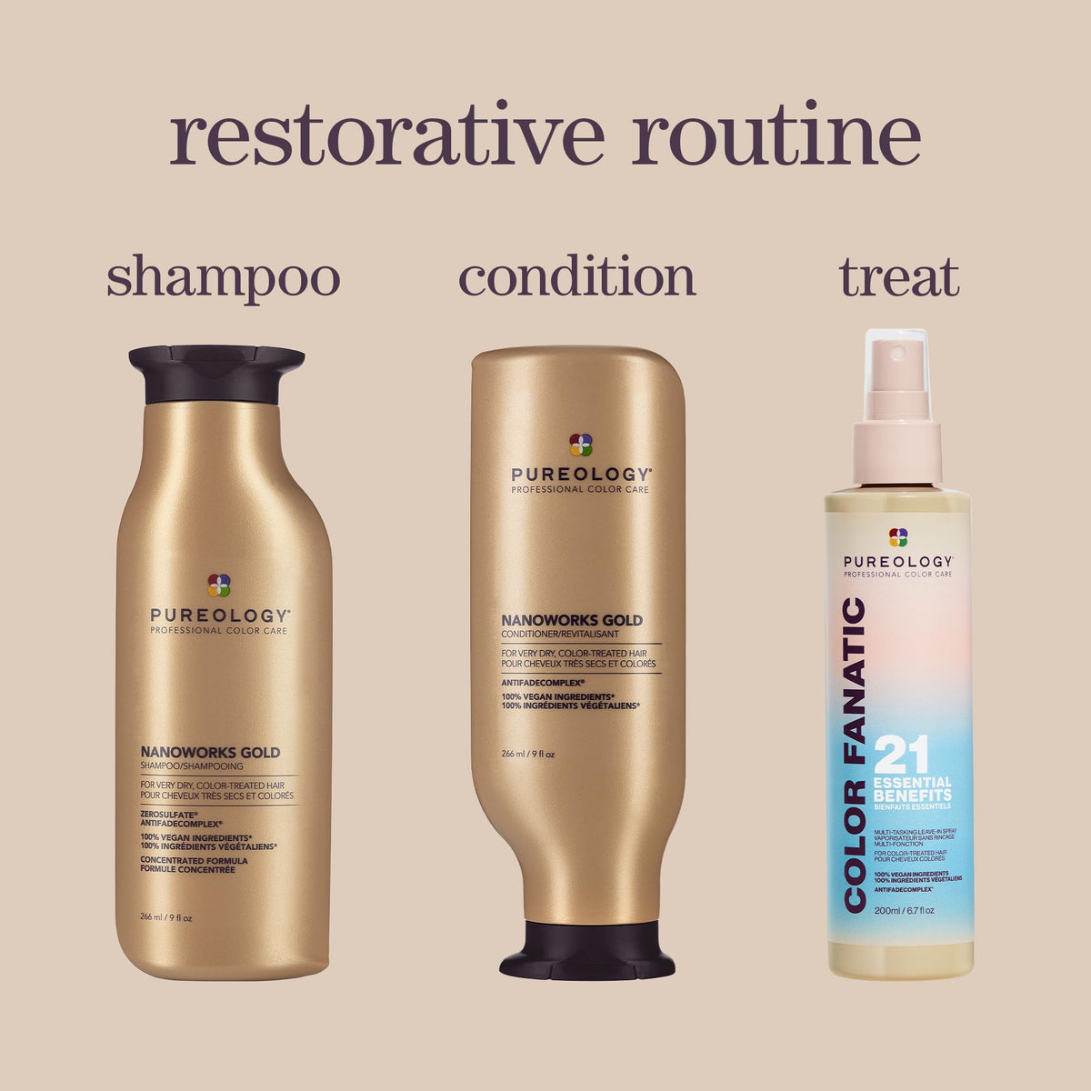 Applying Pureology Nanoworks Gold to midlengths and ends for targeted repair