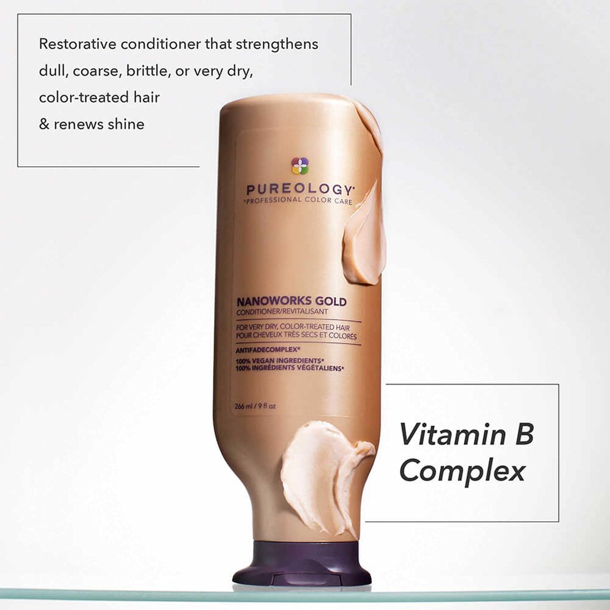 Pureology conditioner open cap showing creamy formula for easy dispensing