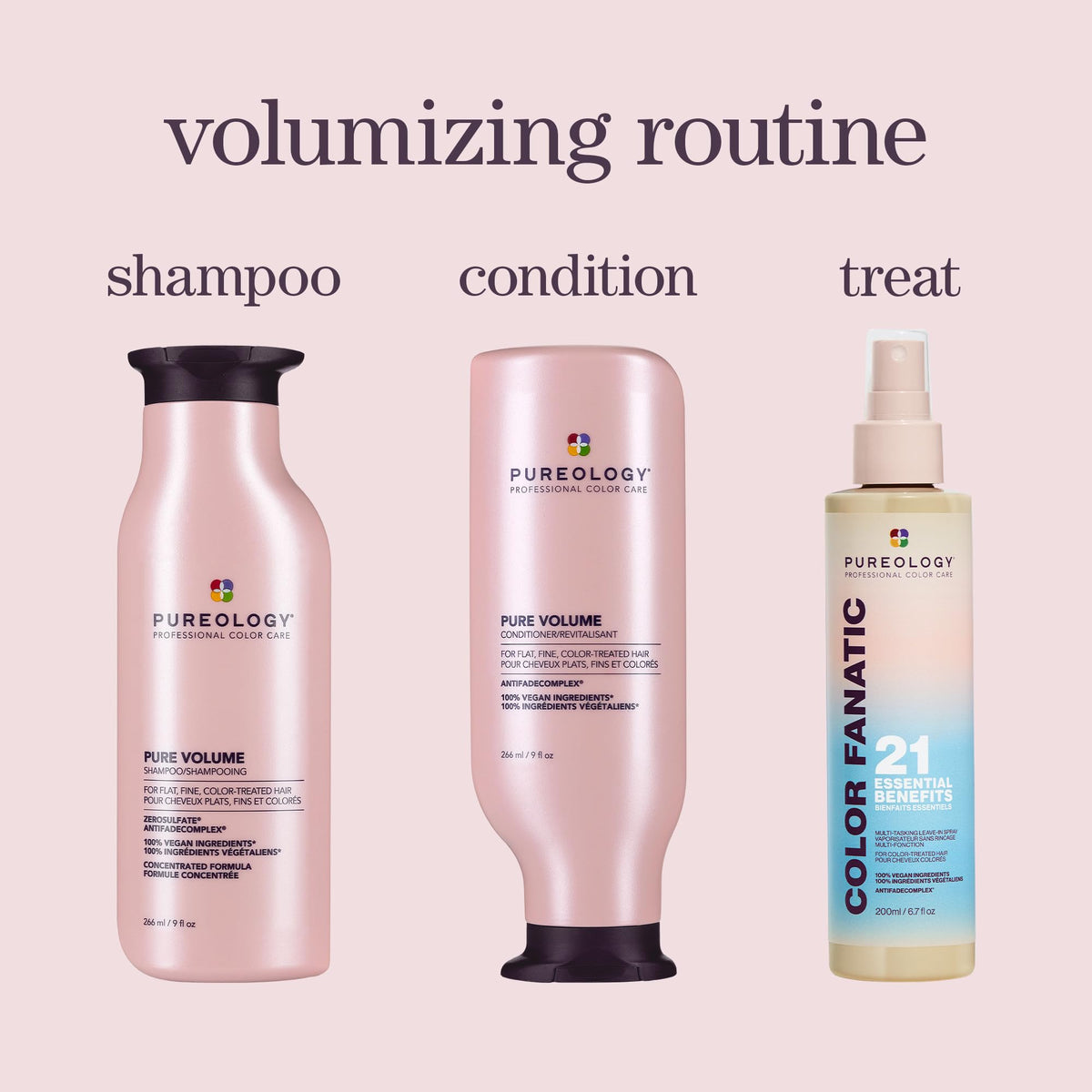 Pureology color-safe badge close-up emphasizing protection for dyed hair