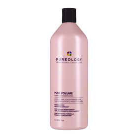 Pureology front packaging of Pure Volume shampoo showing bottle and branding benefits