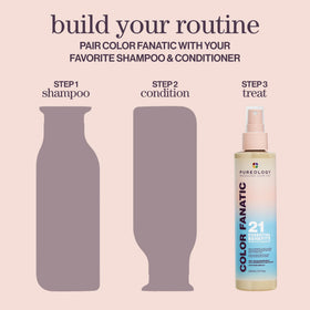 Pureology bottle next to ruler to show 13.5 oz size and portability