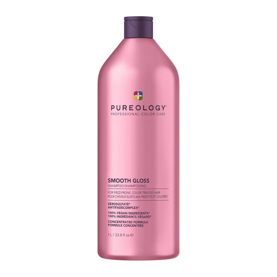 Pureology front bottle view showing product and easy dispensing benefit