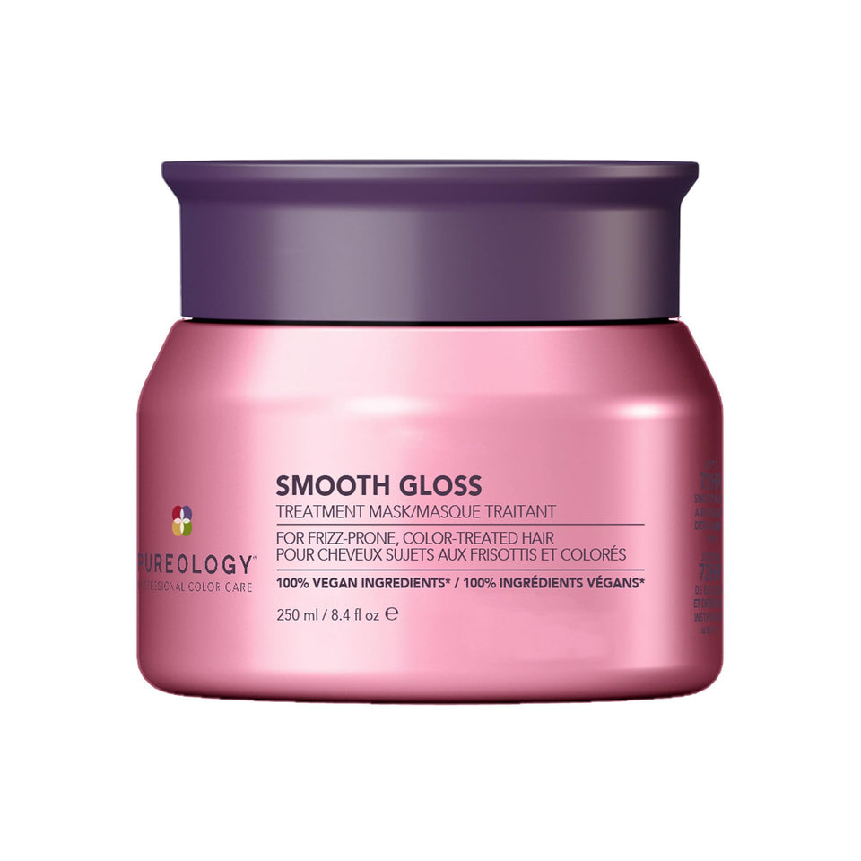 Pureology jar front packaging showing brand and smoothing mask benefit