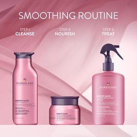 Pureology mask paired with Silkmorphose Spray illustrating enhanced glossy finish benefit
